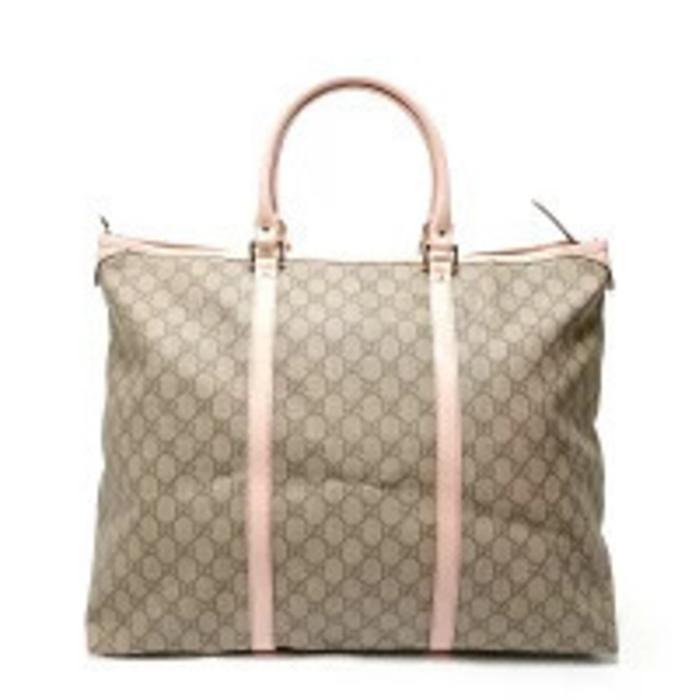 Gucci GG Supreme Pink Leather Tote Bag Beige Cream